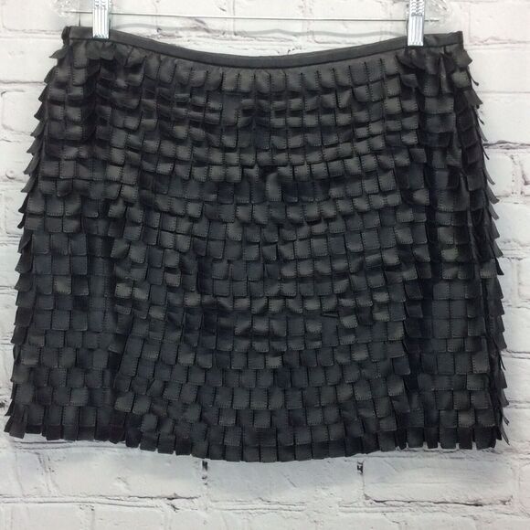 MSSP Max Studio Specialty Products Tiered Mini Skirt Size 12 Black Vegan Leather - Picture 10 of 12
